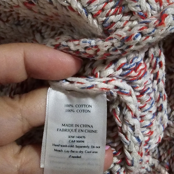 Faherty Jem Marled Cable Sweater Cream/Red Marled size S - Picture 6 of 7